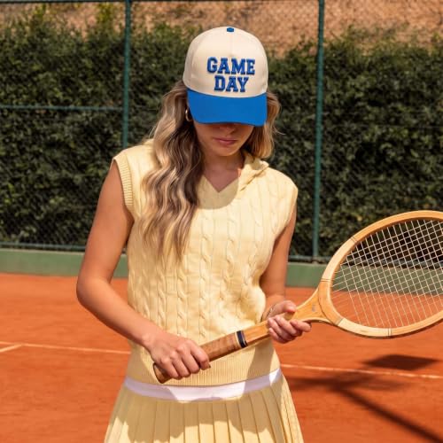 Game Day Hat for Women Men Retro Funny Trucker Baseball Cap Adjustable Hats - image 3