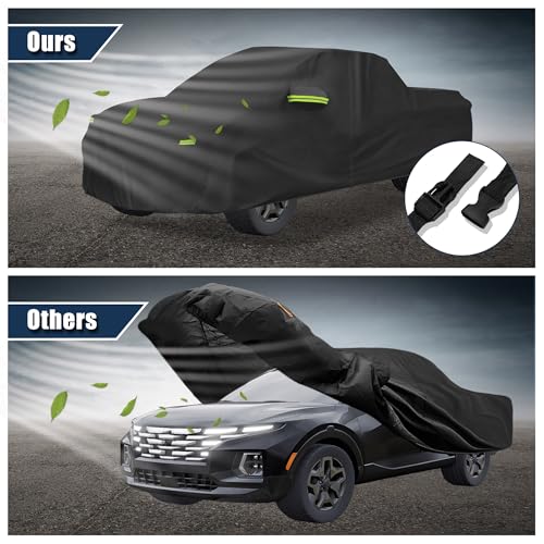 Image of uxcell Truck Car Cover for Hyundai Santa for Cruz 2021-2023 Outdoor Waterproof Sun Rain Dust Wind Snow Protection Black