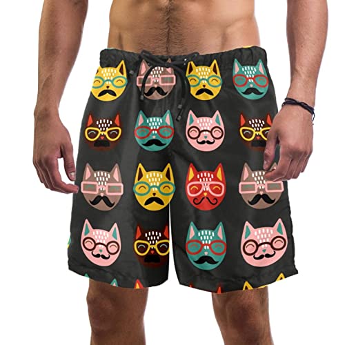 Maillots de bain hommes JDEZ à séchage rapide : le short de plage imprimé chat confortable