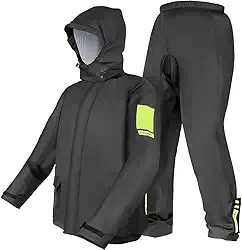 Capa de Chuva Motoqueiro Nylon, Capa de Chuva Moto, Tamanho P, Refletividade Noturna, Punhos com Dupla Camada, Capuz Destacável, Cordão Ajustável