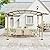 LUXIJOY 10' x 13' Arched Top Pergola Outdoor, Pergola Canopy with Storage Shelf, Wood-Like Aluminum Frame Patio Shade for Patio, Backyard, Garden, Poolside, Beige