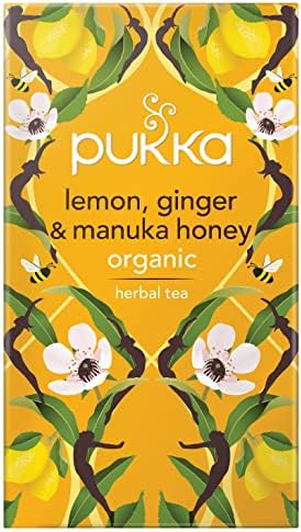 Pukka Herbs | Lemon, Ginger and Manuka Honey Organic Herbal Tea | Lemon, Ginger, Honey and Turmeric | Perfect For Everyday Support | 20 count ( Pack of 4)