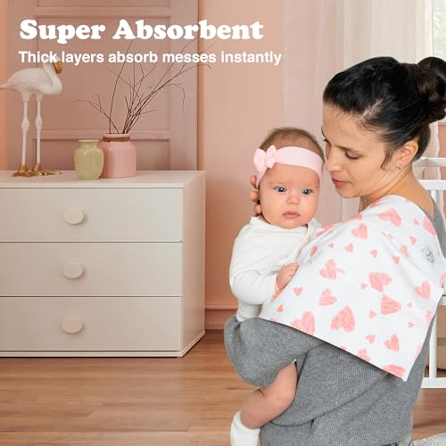 Image of Baby Burp Cloths for Boys and Girls - 3 Pack Large 100% Cotton - Double Layered Extra Absorbent Burp Rags, Floral