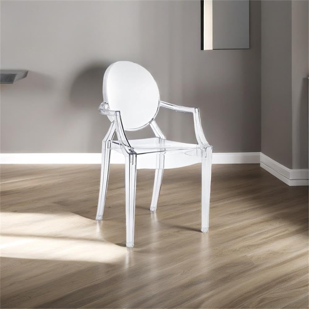 Hawthorne Collections 18.5" Modern Sturdy Polycarbonate Plastic Stackable Dining Arm Chair for Indoor/Outdoor Use in Clear Finish