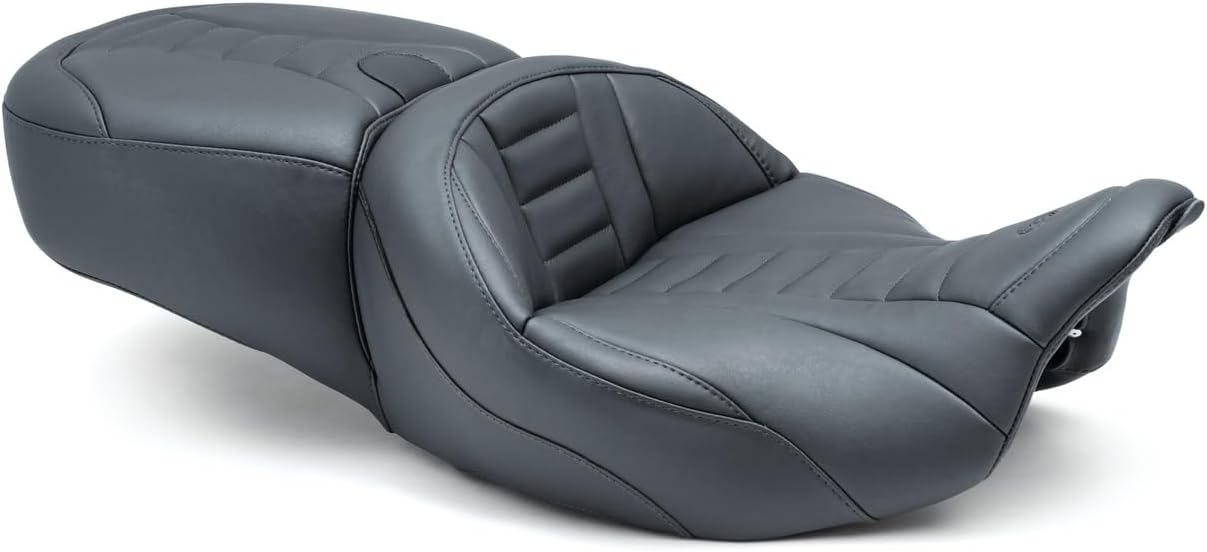 Mustang Motorcycle Seats 79006 Super Touring Deluxe One-Piece Seat for Harley-Davidson Electra Glide Standard, Road Glide, Road King & Street Glide 2008-'21, Deluxe, Black, Extended Reach