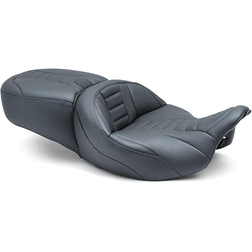 Mustang Motorcycle Seats 79006 Super Touring Deluxe One-Piece Seat for Harley-Davidson Electra Glide Standard, Road Glide, Road King & Street Glide 2008-'21, Deluxe, Black, Extended Reach