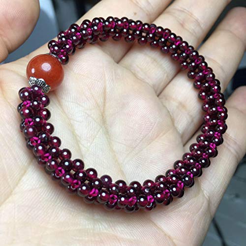 Bracelet Grenat naturel rouge vin cordon ajustable macramé - 3