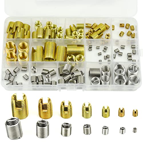 BIGP Lot de 116 Filets Rapportés Helicoil et Insert de Filetage Autotaraudeur en Acier avec Boîte de Rangement, M3 M4 M5 M6 M8 M10 M12 Filets Rapportés Combiné Kit pour Reparation Filetage
