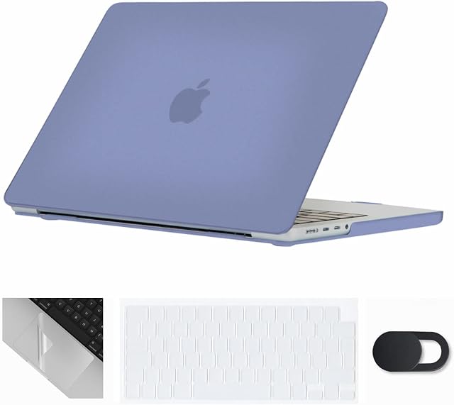 Se7enline Compatible with 16 inch Macbook Pro Case Hard Laptop Cover 2023 16-inch M3 M2 M1 Pro/Max A2991 A2780 A2485 & TPU Keyboard Skin(EU Layout) & Webcam Cover &Touchpad Protector,Lavender Gray