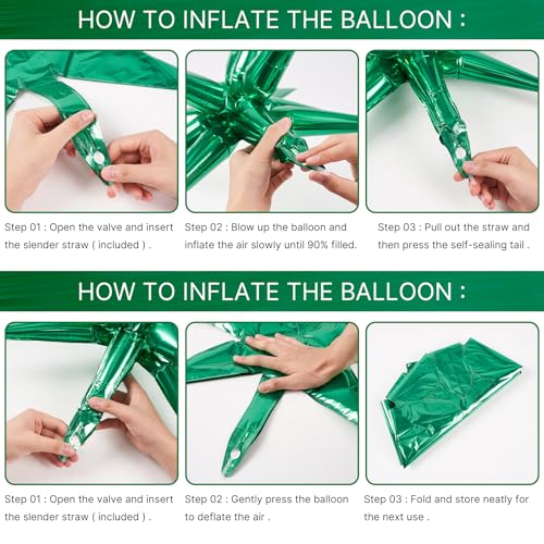 Image of PartyWoo Metallic Green Star Balloons 110pcs Different Sizes 18 12 10 5 Inch Pack 22 Inch Green Spike Star Foil Mylar Balloon Arch Kit for Birthday Engagement Party Decorations Green-G103