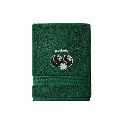 Image of Stars and Stripes Personalised Lawn Bowls Towel – Embroidered Custom Name Text Beneath Design – Bowlers Soft Cotton Sports Towels (Forest, Hand Towel)
