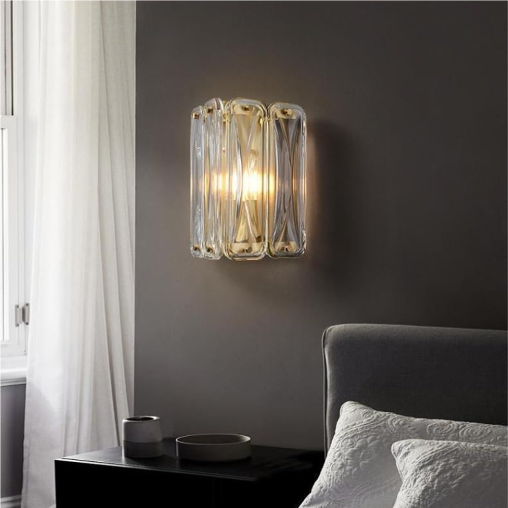 Lampade da parete for interni in vetro con accenti di cristallo Applique finitura in ottone for bagno Camera letto Comodino / 1 luce, 2 luci(1light)