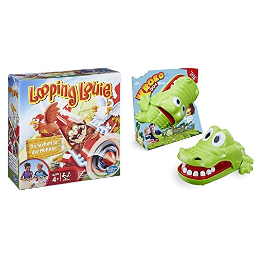 Hasbro Looping Louie Kinderspiel, lustiges 3D Spiel, Partyspiel für Kindergeburtstage & E4898100 Kroko Doc, Spiel für…