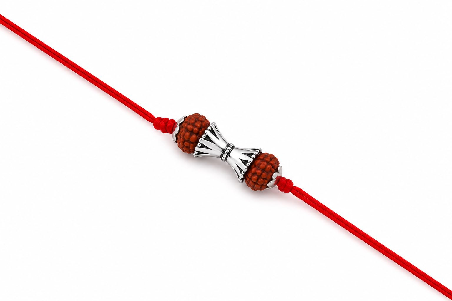 Silver Rudraksha Rakhi with Red Thread for Brother-image-38