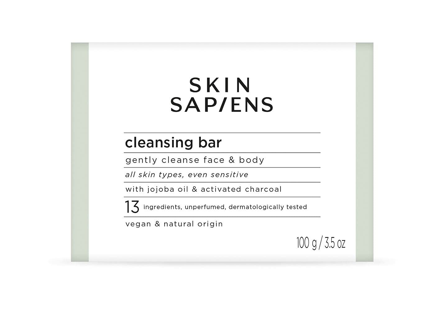 SKIN SAPIENS Natural Soap-Free Cleansing Bar with Activated Charcoal & Jojoba oil to Gently Cleanse Face & Body, For Men and Women, Cruelty Free and Vegan, For All Skin Types, 3.5 fl Oz. : Beauty & Personal Care