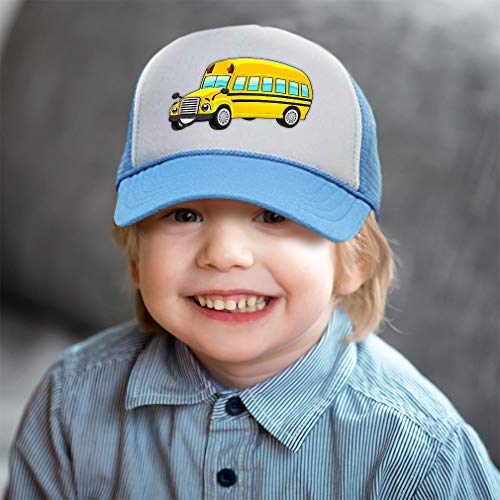 Summer Kids Trucker Hat School Bus Smiling Polyester Boys Girls Sun Toddler Caps Kelly Green Design Only Adjustable4