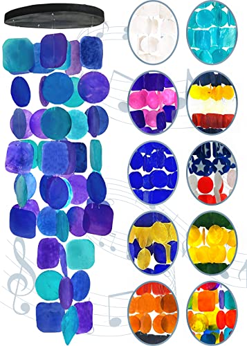 Bellaa Wind Chimes Outdoor Unique Gift Mom Windchimes Outside Clearance Patio Garden Yard Deck Indoor Ocean Home Decor Memory Hanging Bells Recycle Capiz Shell Sea Glass Chime Purple 27 Inch #TOP21