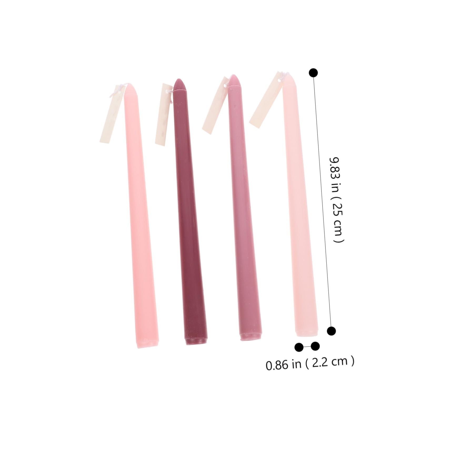 4 Pezzi Candele Profumate Rosa in Paraffina a Forma di Palo, senza Fumo, per Decorazioni di Cena Intima e Feste