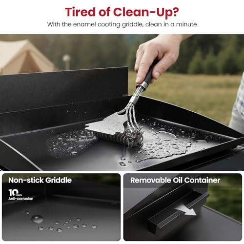 LAUDLIFE Portable Gas Griddle with Adjustable Stand 20 000 BTUs 342 Sq In Cooking Surface - image 7