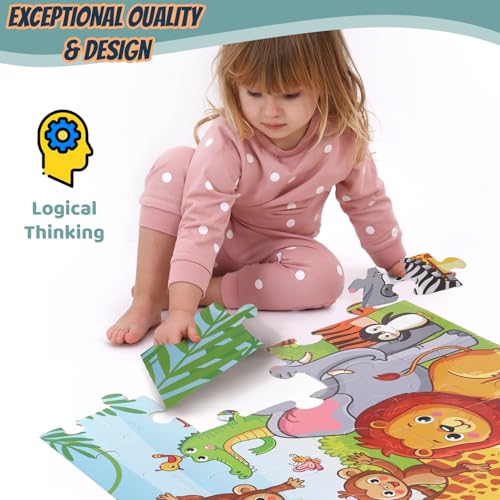 Jumbo Floor Puzzle for Kids, Large Jigsaw Puzzles 36 Piece with Box for Kids Ages 3-5,Preschool Learning & Education Toys, Gifts for 4-8 Year Old Boys and Girls(Jungle Animals) - Image 6