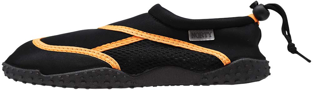 NORTY - Young Men's Toggle Aqua Water Shoes for Pool Beach, Surf, Snorkeling, Exercise Slip on Sock, Black, Orange 41370-10B(M) US