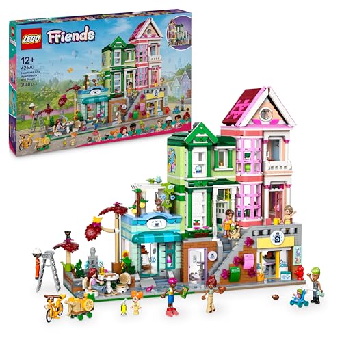 LEGO Friends Apartamentos y Tiendas de Heartlake City, Tienda de Juguete, Casa y Estudio de Cerámica, Regalo para Niñas de 12 Años o Más y Adolescentes, 3 Figuras de Gatos y 9 Mini Muñecos 42670