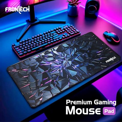 Image of FRONTECH Premium Gaming Mouse Pad | Extended Desk Mousepad with Anti-Slip Rubber Base, Stitched Edges | Water & Heat Resistant | Smooth & Precise Control (MSP-0059 Multicolour)