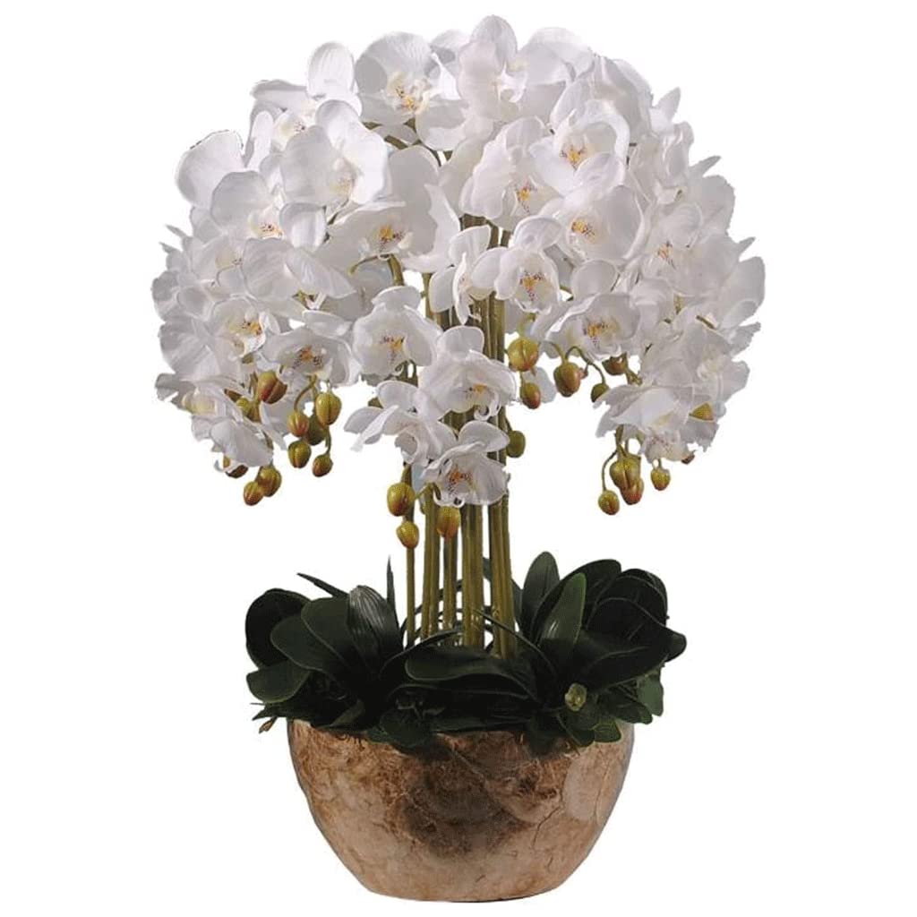 Ngdfgr As Known Artificial Flower Elegant Faux Orchid's Large Artificial Phalaenopsis Flowers Arrangement Artificial Flowers Arrangement With Gold Vase Beautiful Shape