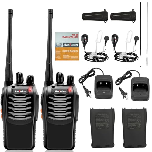 Image of Rechargeable Walkie Talkies Long Range: MaxTalker MT-8S Walkie Talkie with Earpiece, Flashlight, VOX 1500mAh Battery, Walkie Talkies for Adults Business, Hunting Camping Essentials, 2 Pack