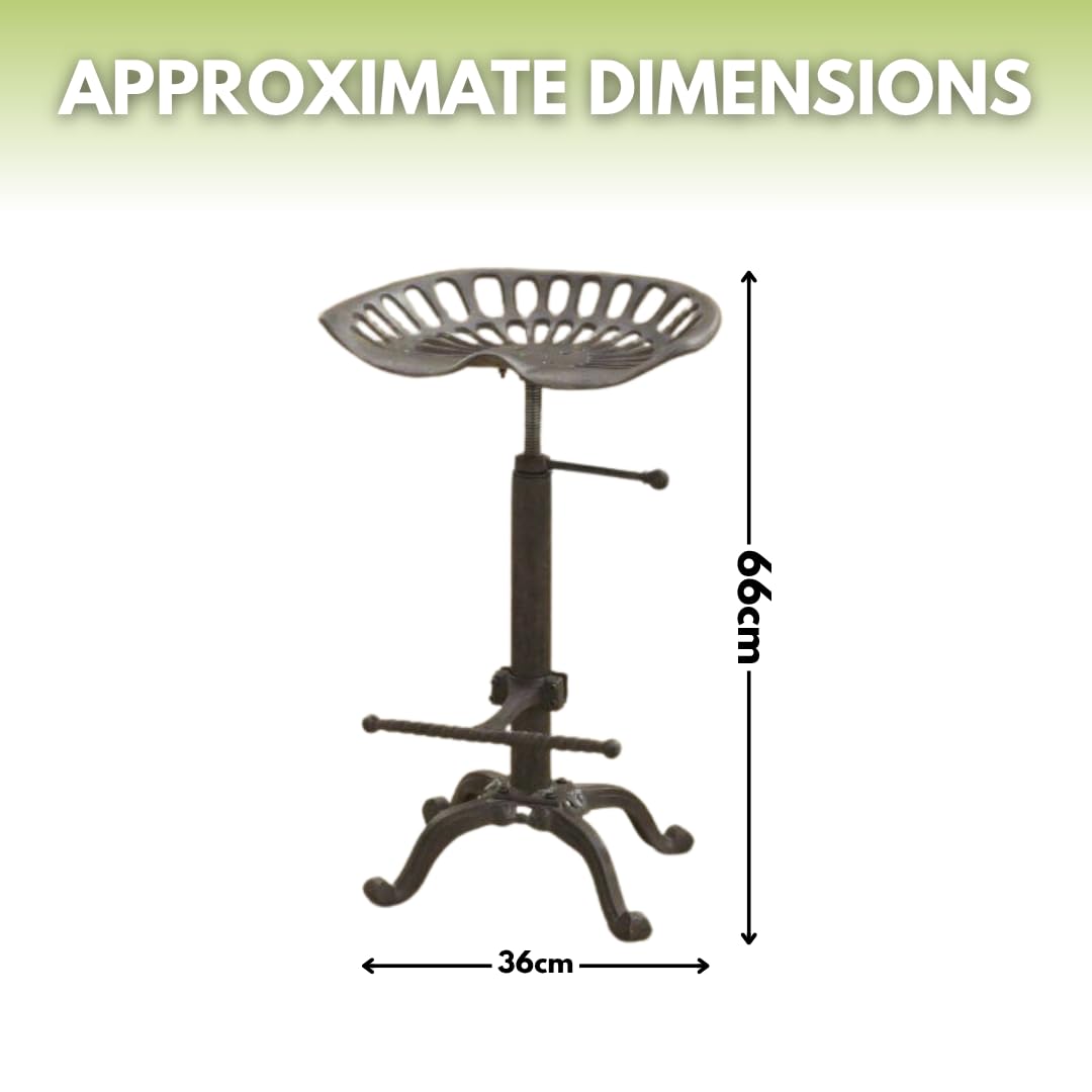 HomeZone Industriel Tracteur Siège Tabouret de Bar Fabriqués à partir de Fonte avec Hauteur Ajustable et Pivotant Caractéristique Sièges pour Cuisine Extérieur Plancher ou Petit Déjeuner Bar