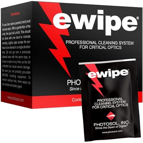 E-Wipe Camera Lens Cleaning Pads - Non-Abrasive Wipes with Professional Cleaning Solution Designed for Optic Electronics — Great for SLR, DSLR, Cameras, Lenses and High-End Optics. (24 Pack) Cover