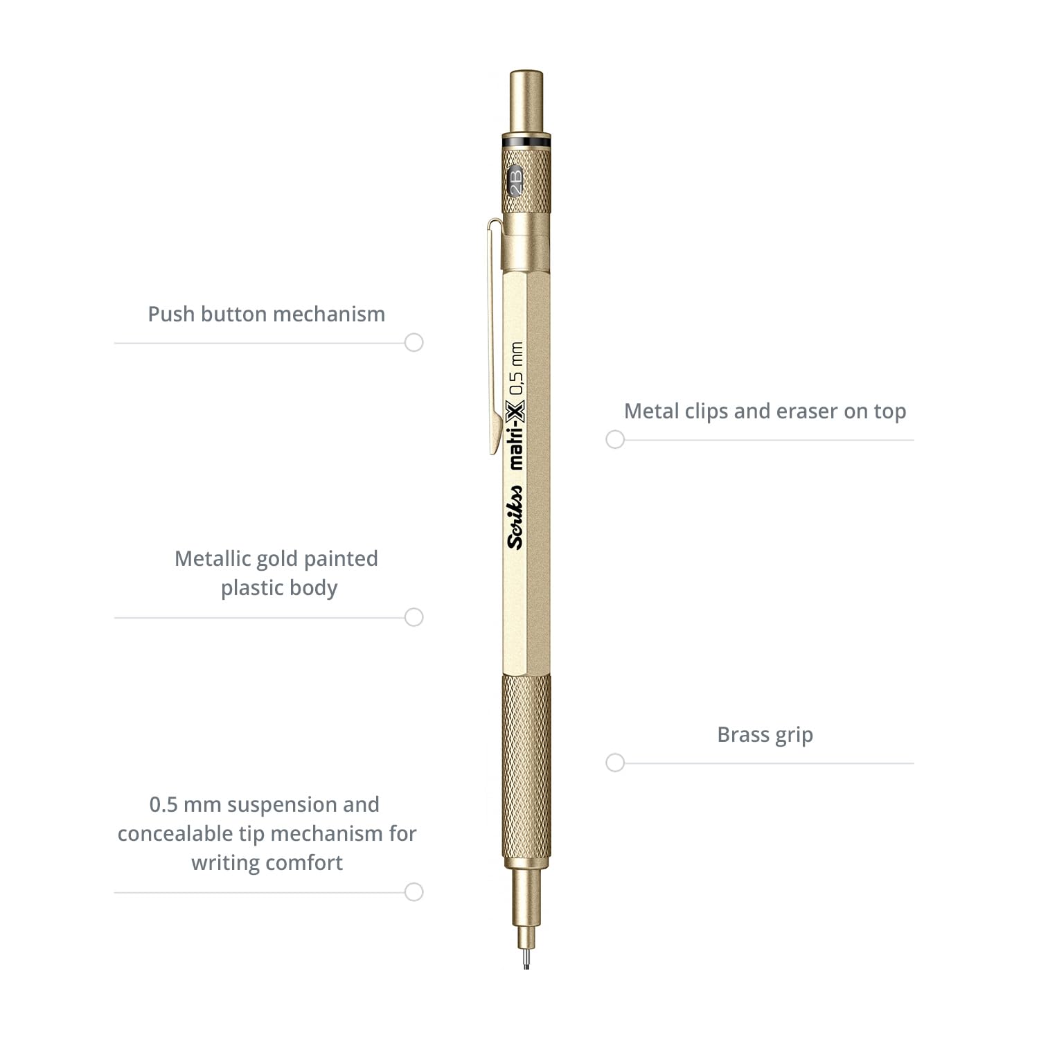 Scrikss Office Matri-X Versatil 0.5 Mm Metalik Altın Şeffaf Amb.