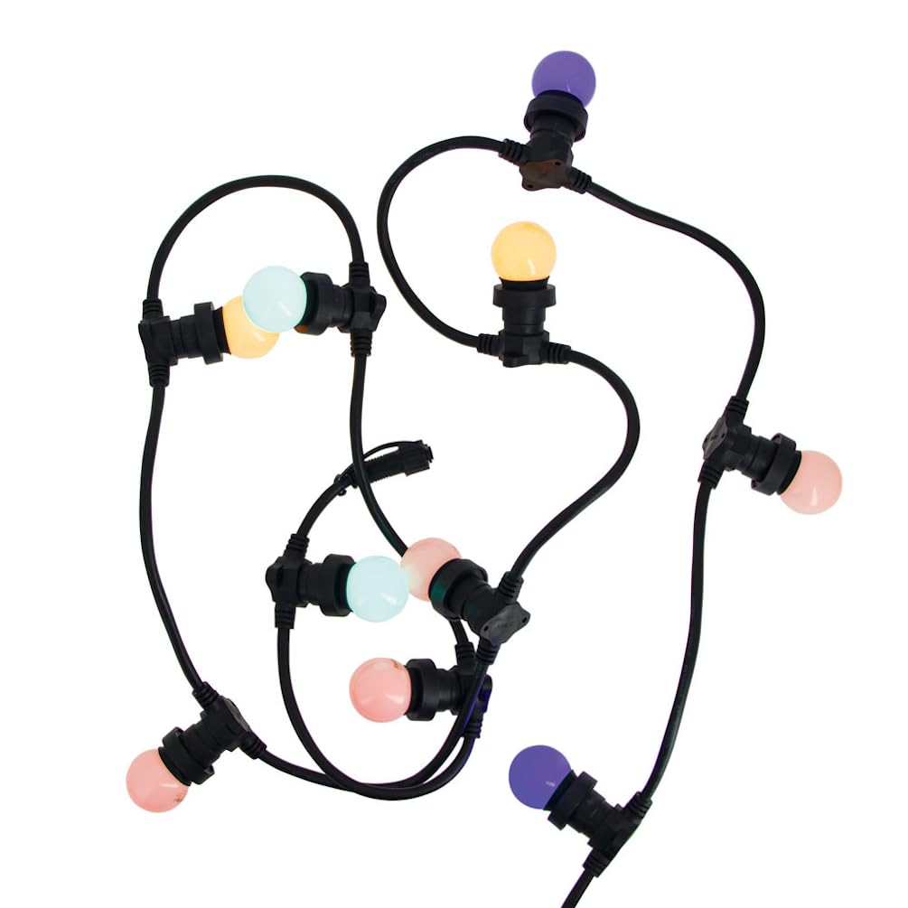 Xanlite GRL5230VBP45RVBJR Lot Guirlande extérieure Extensible câble Noir + 10 Ampoules LED Multicolor culot E27 Multicolore