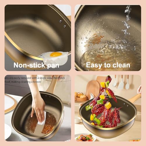 Wok titanio de 12 pulgadas con tapa y mango frío miniatura 4
