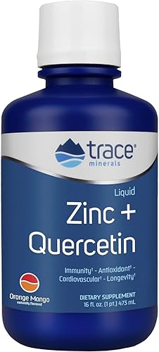 Trace Minerals Liquid Zinc Plus Quercetina - Suplemento de salud digestiva e inmunológica - Suplemento mineral con zinc y quercetina - Antioxidante