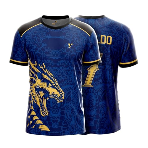 Image of YOURJERSEY Real Dragon Fury Football Jersey | Custom Name & Number | 3 Colors: Red | Black | Green | Sizes 2Y to 4XL | Premium Custom Football & Cricket Jersey | Premium Breathable Fabric