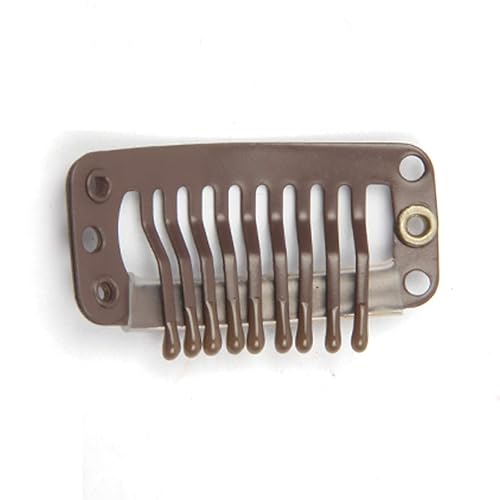 Miniatura 4 de 20 clips de metal a presión para extensiones de cabello DIY con clip, 9 dientes, 0.04 ozpieza, 9 dientes, 0.04 ozpieza, color marrón oscuro (marrón