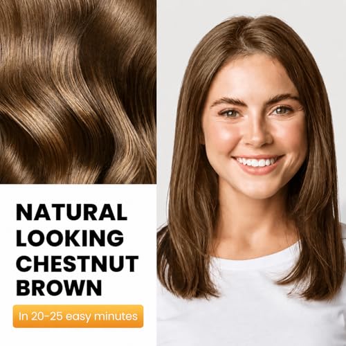 Image of KAISASA Hair Dye Shampoo 3 in 1, Hair Color Shampoo for Women and Men, Hair Dye to Cover Gray Hair, Shampoos for Grey Hair Coverage 500ml (Chestnut Brown)