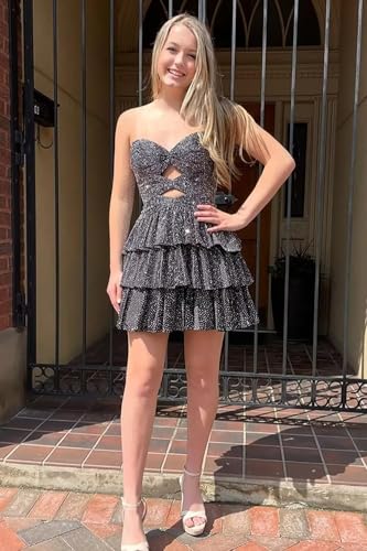 Homecoming Dresses 2025 for Teens Cut Out Sparkly Sequin Short HOCO Dress4