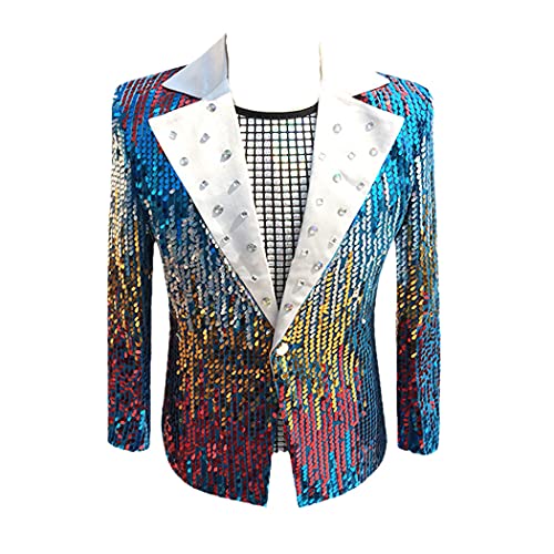Blazer de smoking ajusté bleu aux finitions pailletées pour célébration chic