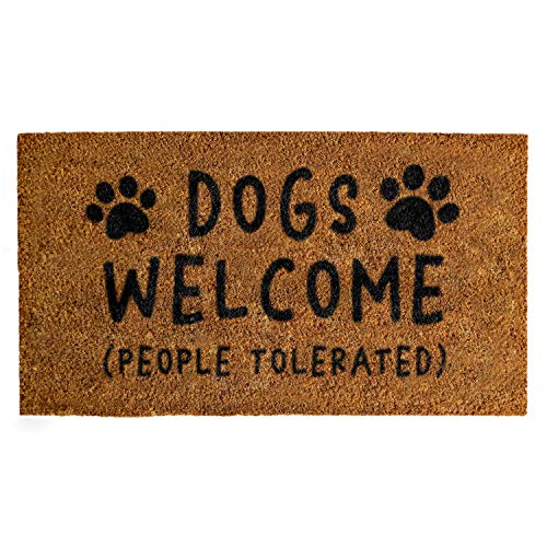 Dogs Welcome People Tolerated Doormat 30x17 Inches, Dogs Welcome Door Mat, Dogs Welcome Entrance Mat Thick Non-Slip, Dogs Welcome Coir Mat, Funny Welcome Mat with Dogs, Dog Welcome Mat for Front Door