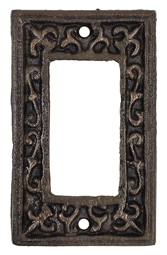 Lulu Decor LB-SWR1 Fleur De Lis Cast Iron Rocker Light Switch Plate Cover In Decorative Antique Brown Finish cover