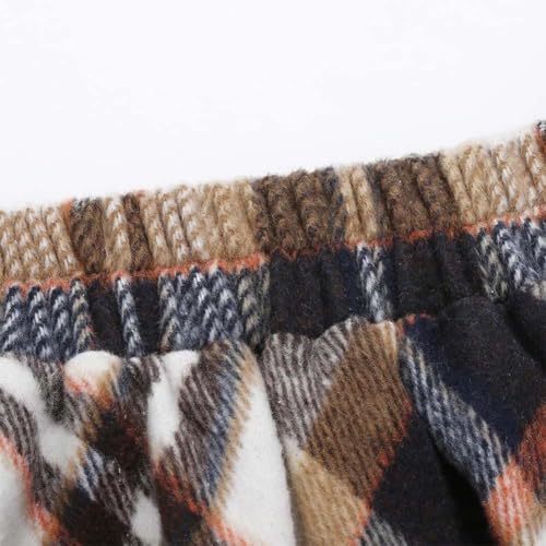 Women's Long Plaid Wool Skirt Fall Winter High Waist A-line Pleated Wool Tartan Skirts4