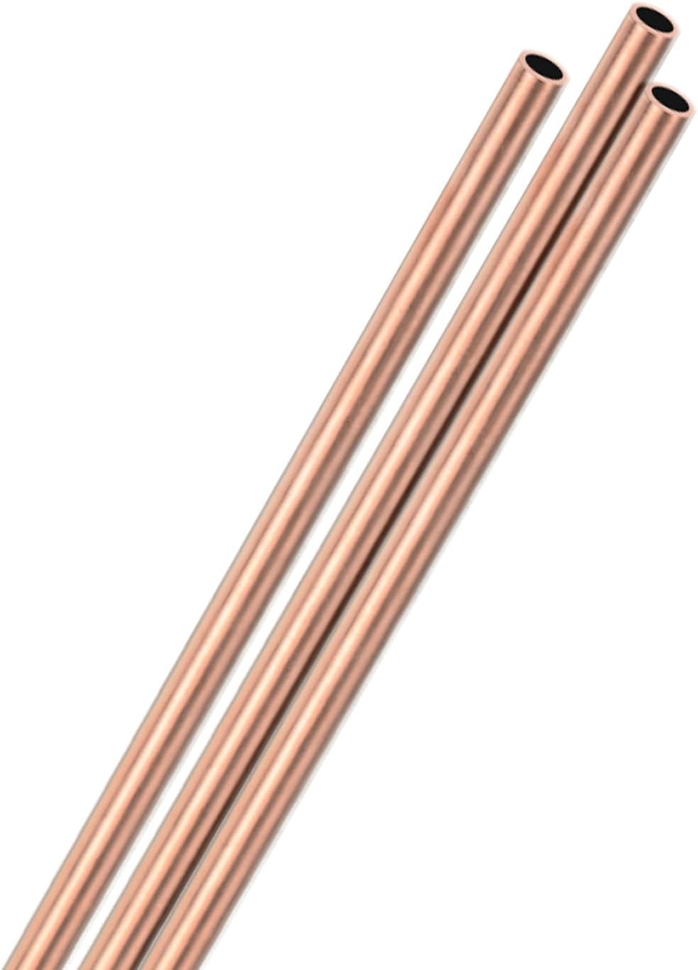 MMETERXITY 3-Pack 300mm Copper Seamless Round Tube 6mm OD 0.5mm Wall - DIY Crafting, Machining, Construction Metal Pipe
