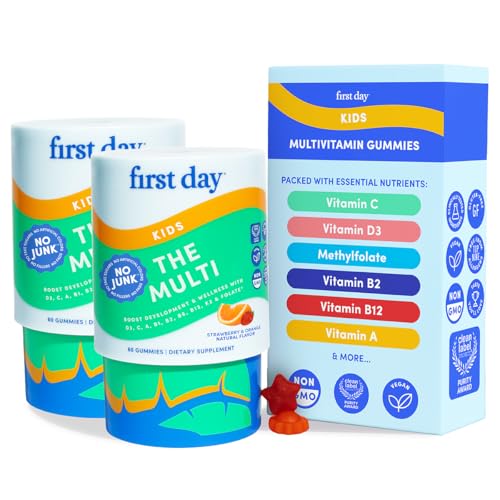 FIRST DAY Kids Multivitamin Gummies Age 4+, Strawberry & Orange