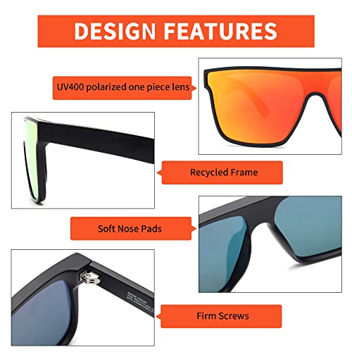Image of GLINDAR Oversized Square Polarized Sunglasses for Men Women, One Piece Shield Shades UV400 Protection