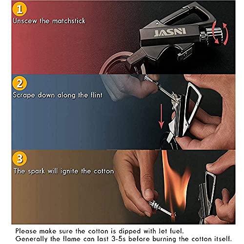 Jasni Keychain Multitool With Flint Metal Matchstick Fire Starter Bottle Opener Mountaineering Buckle Mini Flashlight Car Key Rings Kerosene Refillable Lighter Edc Gift Ideas Emergency #TOP4