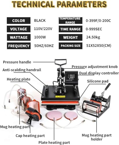 Heat Press Machine, 8 en 1 Combo Sublimadora miniatura 5
