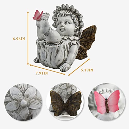 Suyorpe Garden Flower Fairy Outdoor Decor Garden Statue Combination,Solar Powered Outdoor Resin Statues-Patio Lawn Yard Porch, Funny Garden Flower Fairy Ornaments Figurines For Outside Garden Gifts #TOP6
