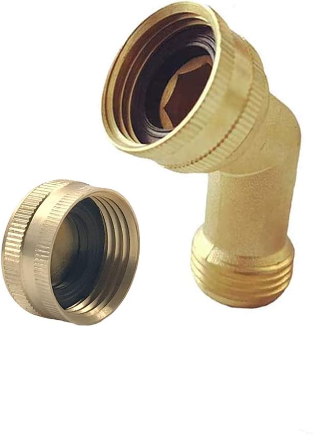Brass Garden Hose Elbow Connector 45 Degree Hose Adapter with Hose End